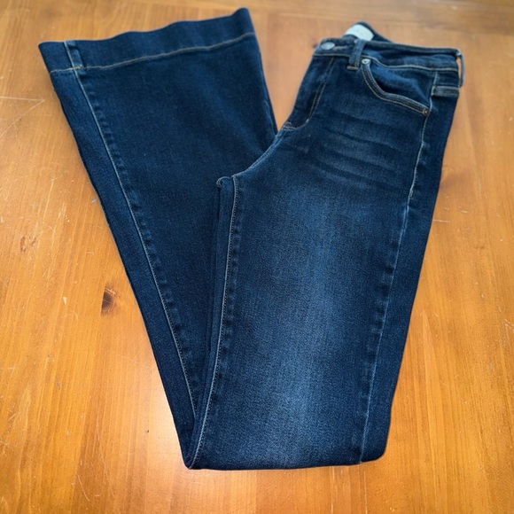 Kancan Denim Jeans Flare Size 7 Dark Wash 27x32 Mid Rise Cowgirl Stretch Long - Picture 4 of 12